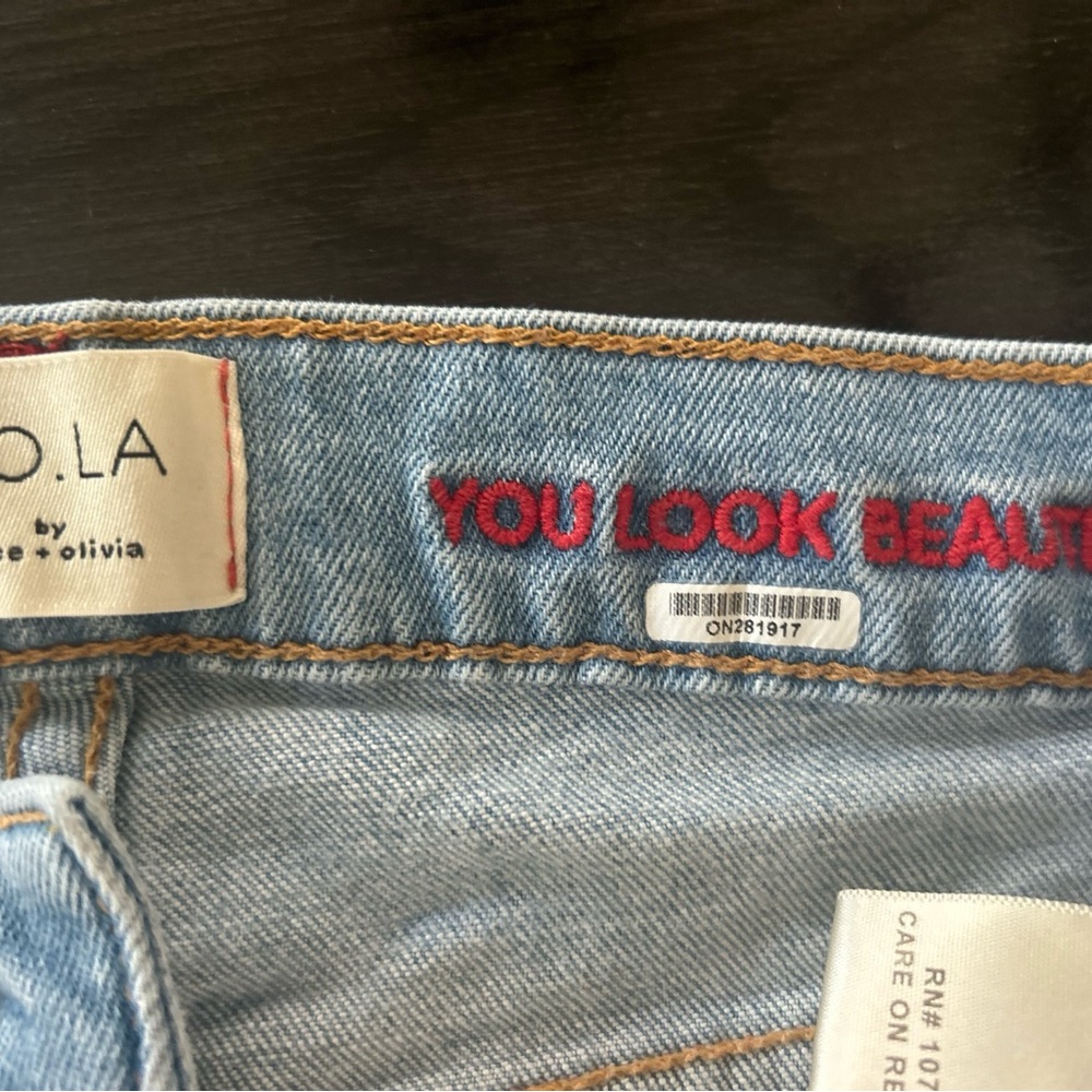 Alice + Olivia, High Wasted, Floral Embroidered Flare Jeans - Picture 6 of 13